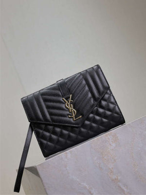 YSL 617662 Cassandre Matelass¨¦ Flap pouch in grain de Poudre leather Black - Default Title - View 2
