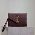 YSL Cassandre Matelass¨¦ Flap pouch in grain de Poudre leather 617662 V wine Red - Default Title - View 1