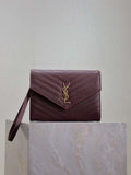 YSL Cassandre Matelass¨¦ Flap pouch in grain de Poudre leather 617662 V wine Red