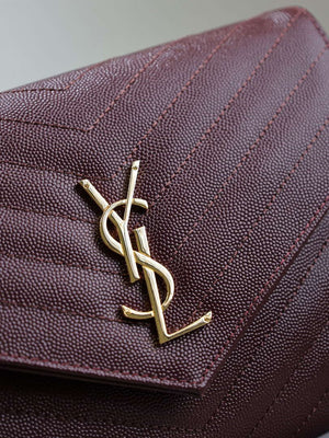 YSL Cassandre Matelass¨¦ Flap pouch in grain de Poudre leather 617662 V wine Red - Default Title - View 4