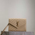YSL Cassandre Matelass¨¦ Flap pouch in grain de Poudre leather 617662 V Apricot - Default Title - View 1