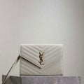 YSL Cassandre Matelass¨¦ Flap pouch in grain de Poudre leather 617662 V White - Default Title - View 1