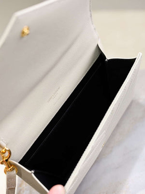 YSL Cassandre Matelass¨¦ Flap pouch in grain de Poudre leather 617662 V White - Default Title - View 9