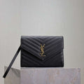 YSL Cassandre Matelass¨¦ Flap pouch in grain de Poudre leather 617662 V Black - Default Title - View 1