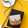 YSL 619740 Kaia Small Satchel In Cotton Canvas And Vintage Leather Brown