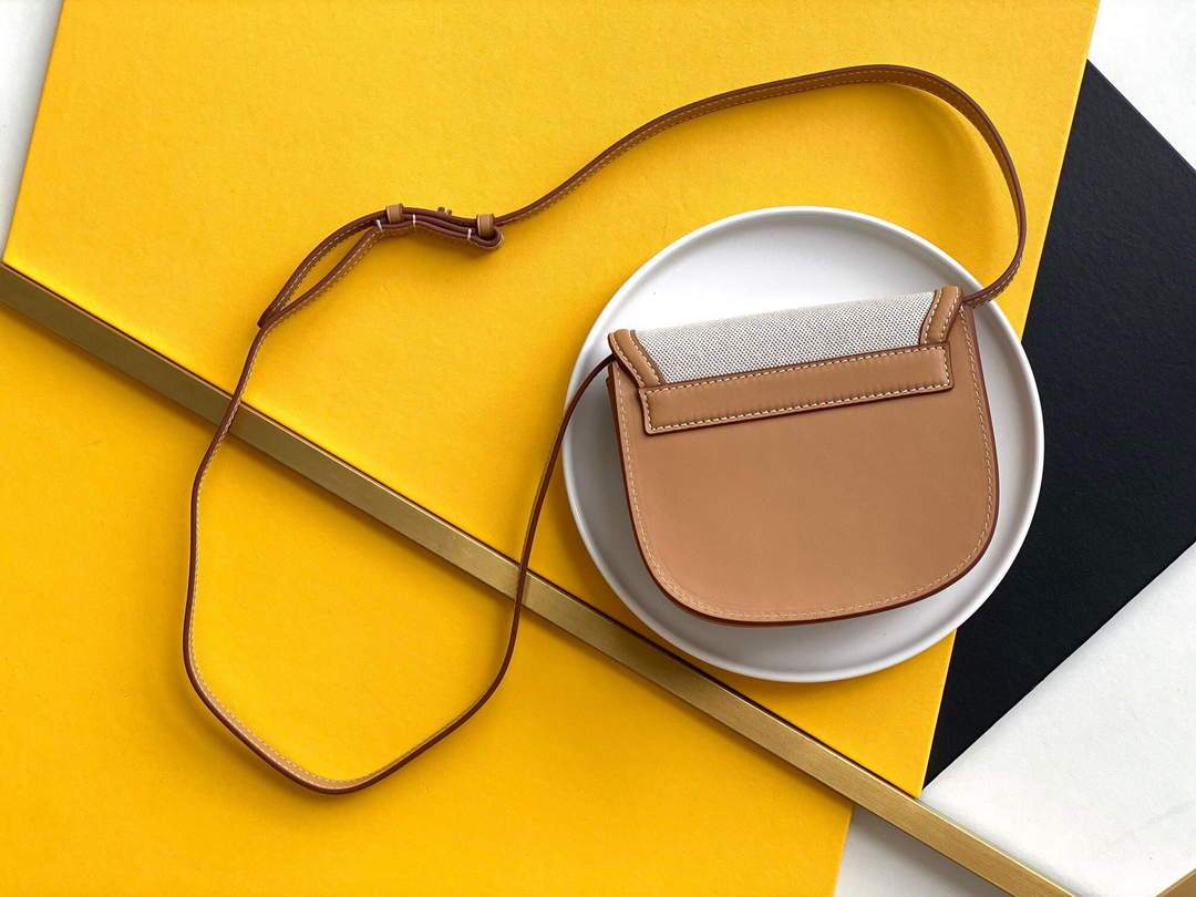 YSL 619740 Kaia Small Satchel In Cotton Canvas And Vintage Leather Brown