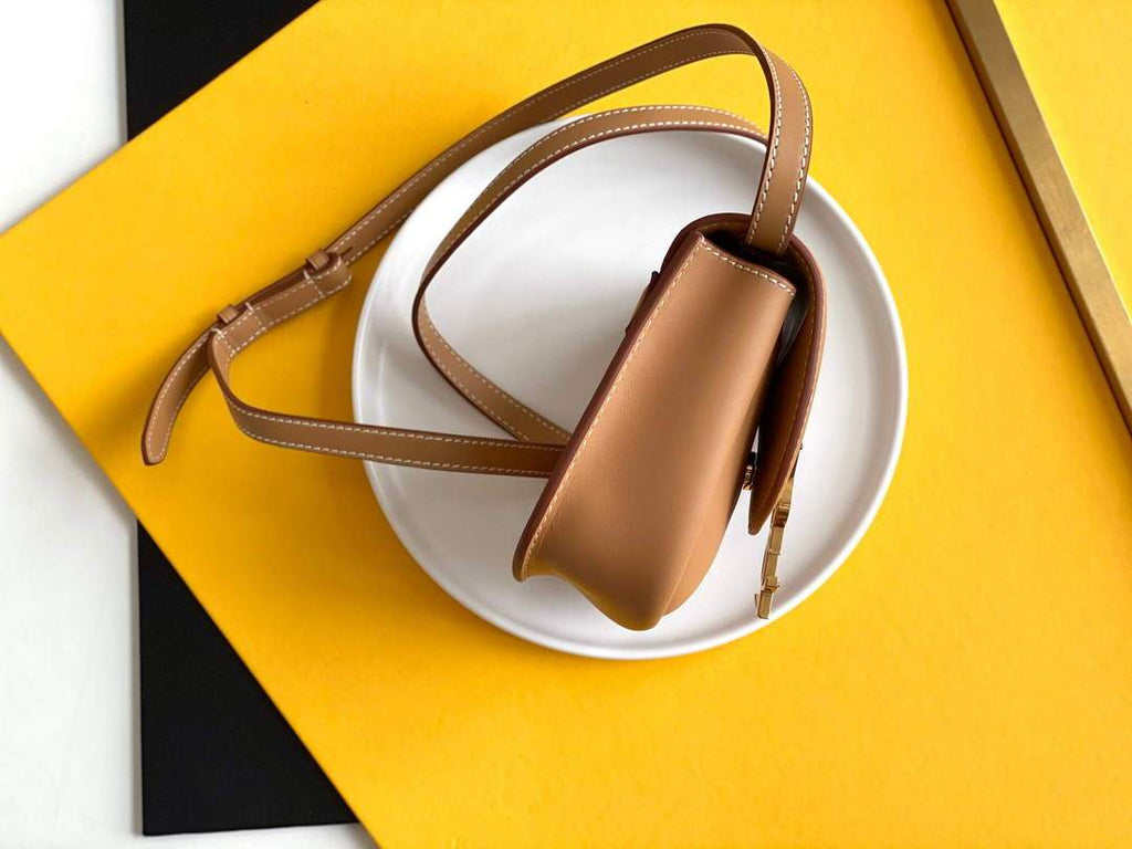 YSL 619740 Kaia Small Satchel In Cotton Canvas And Vintage Leather Brown