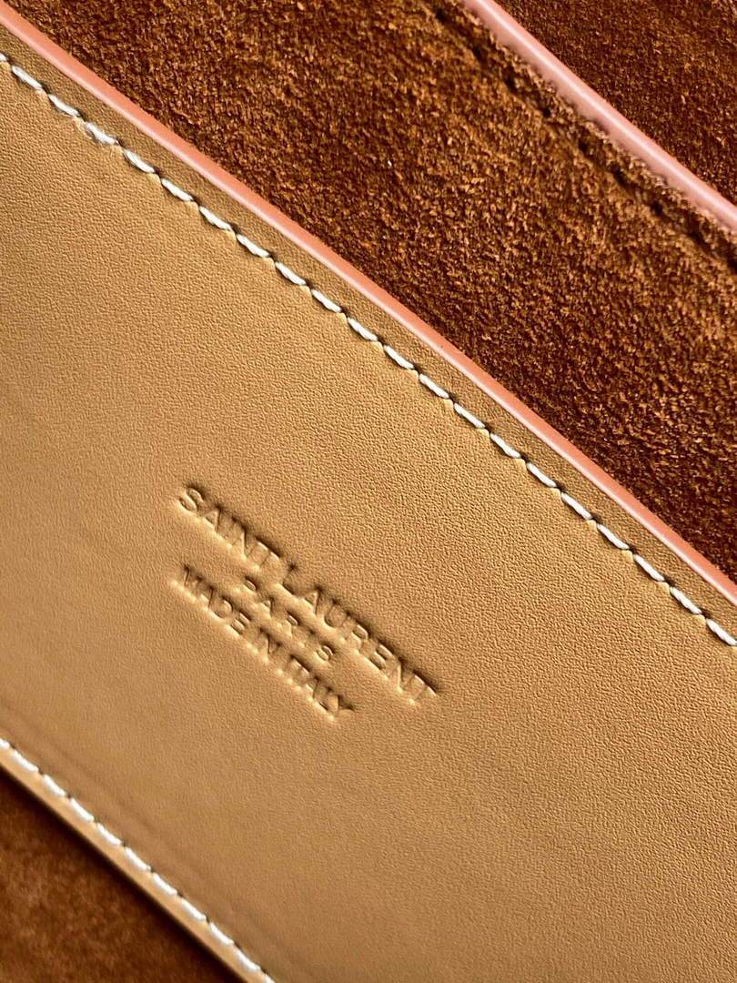 YSL 619740 Kaia Small Satchel In Cotton Canvas And Vintage Leather Brown