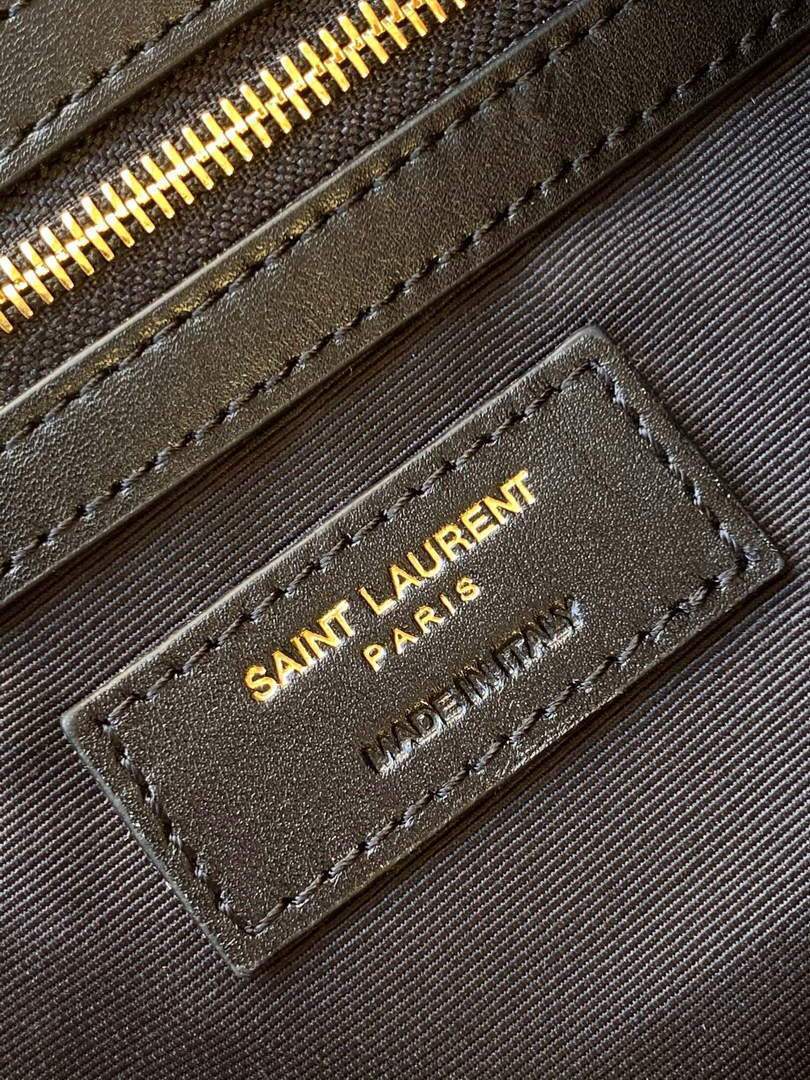YSL 619757 Tag Canvas And Leather Shopping Bag Tan