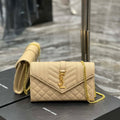 YSL 620280 Envelope Chain Wallet In Mix Matelass¨¦ Grain De Poudre Embossed Leather Apricot - Default Title - View 1