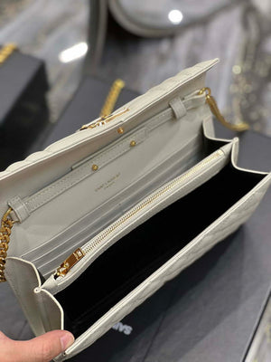 YSL 620280 Envelope Chain Wallet In Mix Matelass¨¦ Grain De Poudre Embossed Leather Beige - Default Title - View 8