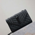 YSL 620280 Envelope Chain Wallet In Mix Matelass¨¦ Grain De Poudre Embossed Leather Black with Black Hardward - Default Title - View 1