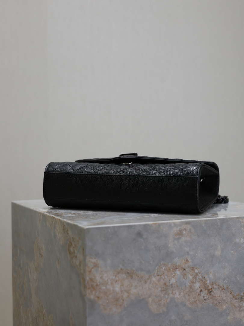 YSL 620280 Envelope Chain Wallet In Mix Matelass¨¦ Grain De Poudre Embossed Leather Black with Black Hardward