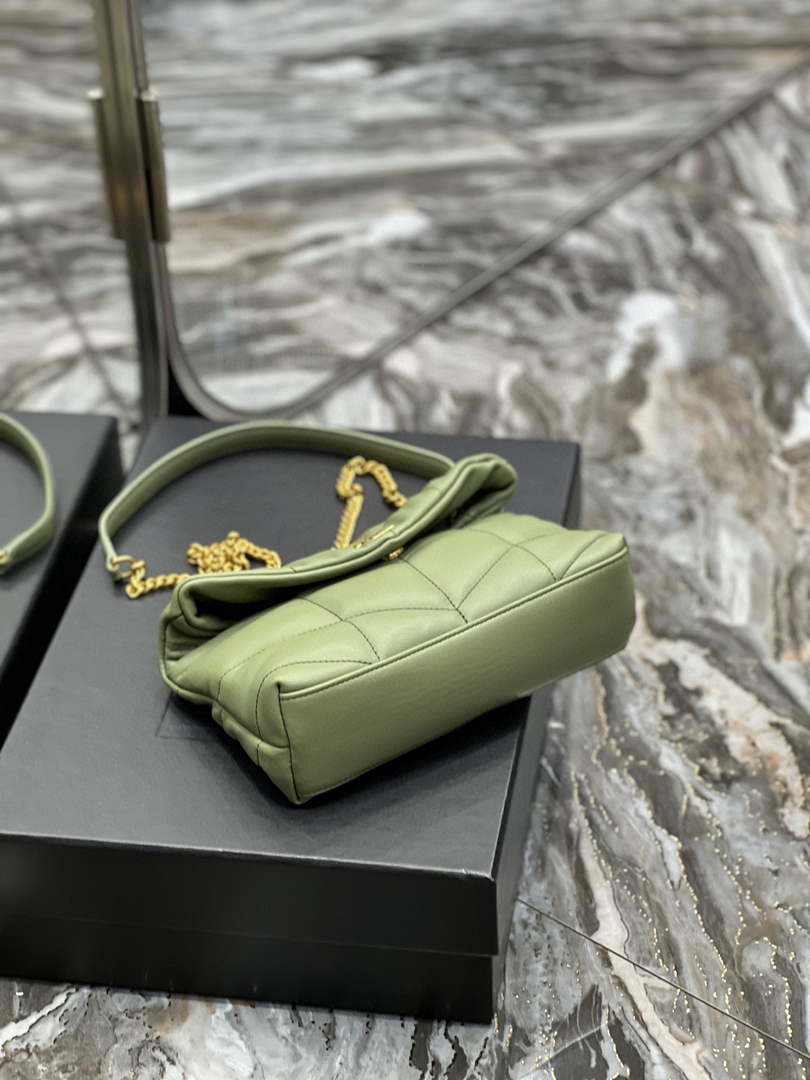 Saint Laurent Lou lou Puffer Mini Bag YSL 620333 Canvas and smooth leather Light Green