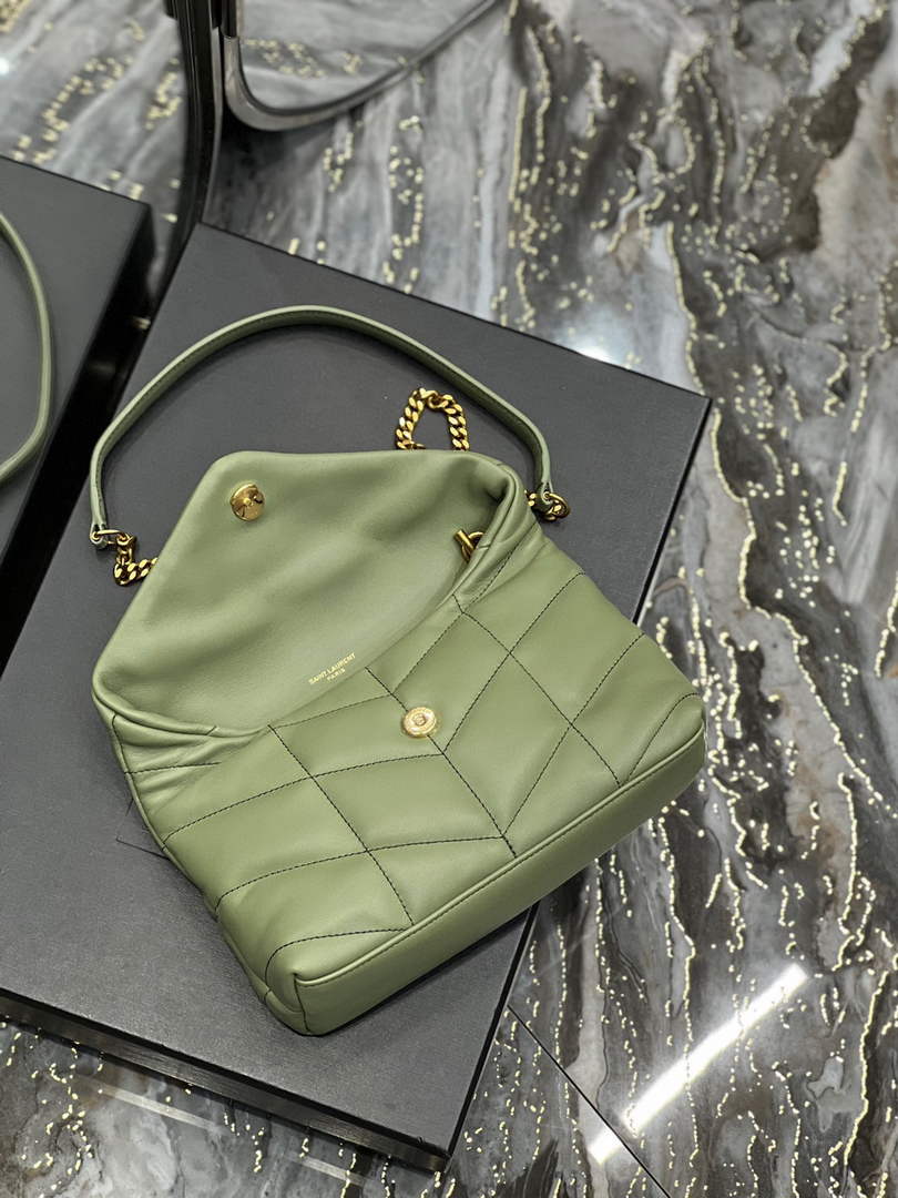 Saint Laurent Lou lou Puffer Mini Bag YSL 620333 Canvas and smooth leather Light Green