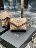 YSL 630951 Saint Laurent Loulou Toy Bag In Matelass¨¦  Y  Leather Nude Pink