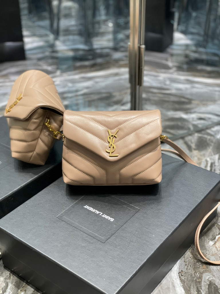 YSL 630951 Saint Laurent Loulou Toy Bag In Matelass¨¦  Y  Leather Nude Pink