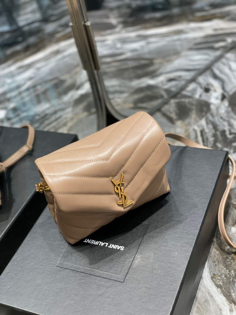 YSL 630951 Saint Laurent Loulou Toy Bag In Matelass¨¦  Y  Leather Nude Pink