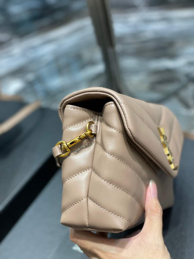 YSL 630951 Saint Laurent Loulou Toy Bag In Matelass¨¦  Y  Leather Nude Pink