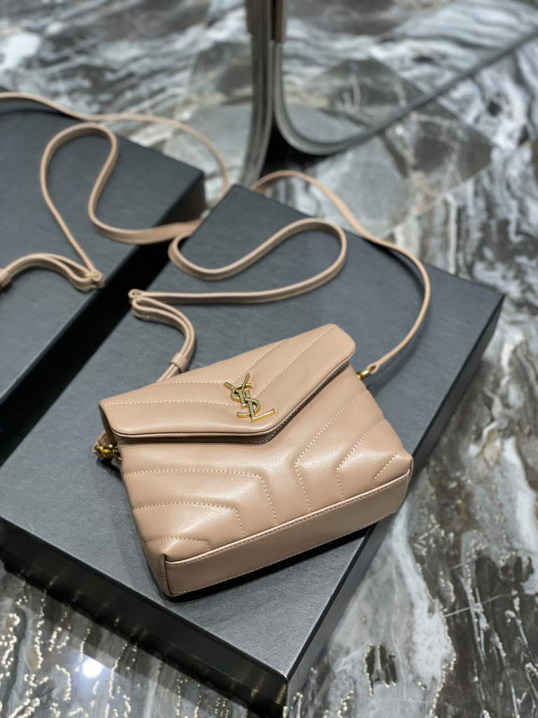 YSL 630951 Saint Laurent Loulou Toy Bag In Matelass¨¦  Y  Leather Nude Pink