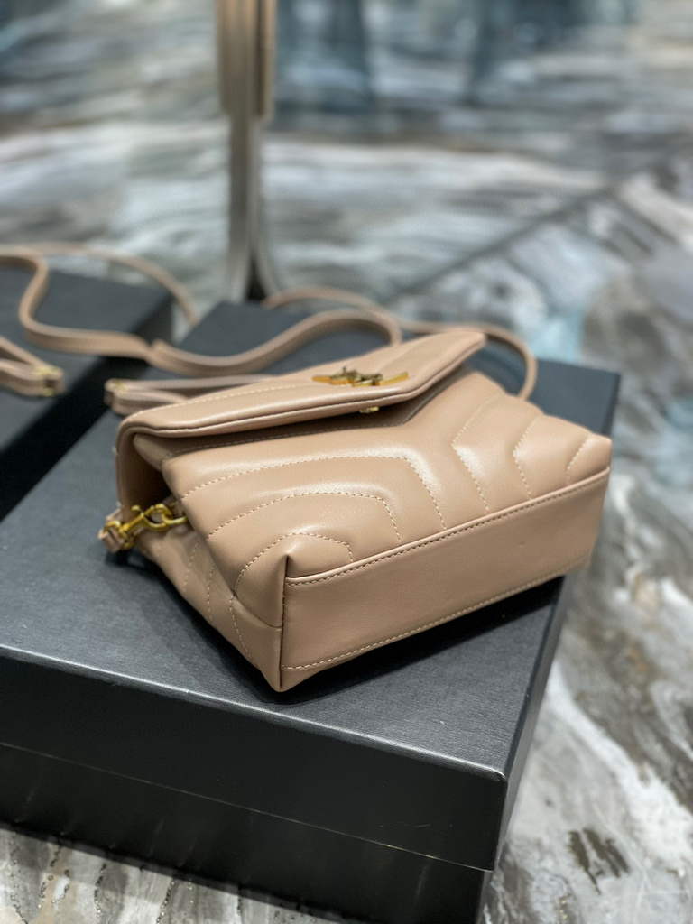 YSL 630951 Saint Laurent Loulou Toy Bag In Matelass¨¦  Y  Leather Nude Pink