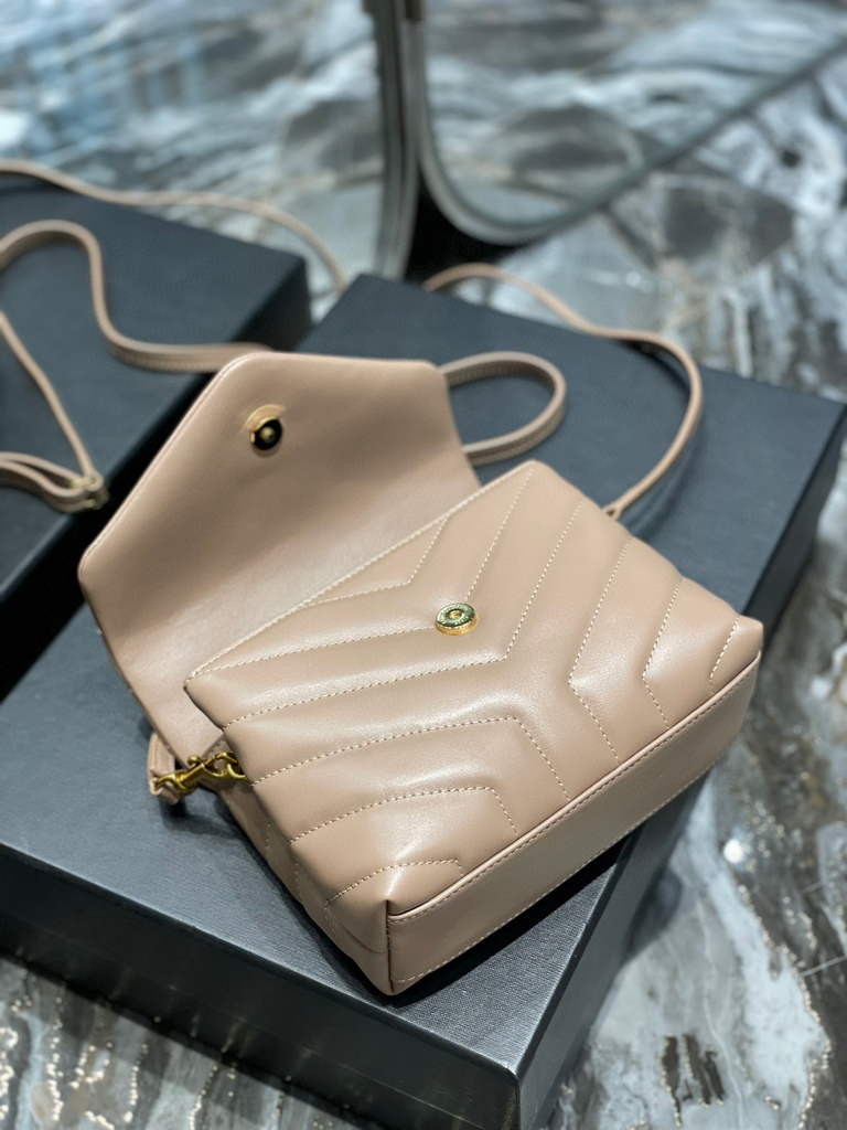 YSL 630951 Saint Laurent Loulou Toy Bag In Matelass¨¦  Y  Leather Nude Pink