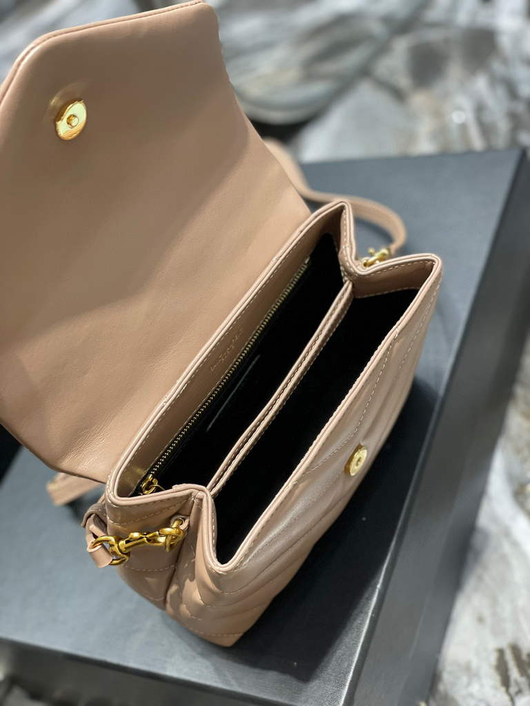 YSL 630951 Saint Laurent Loulou Toy Bag In Matelass¨¦  Y  Leather Nude Pink