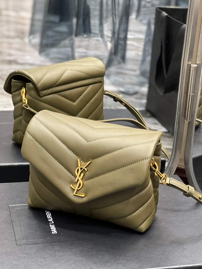 YSL 630951 Saint Laurent Loulou Toy Bag In Matelass¨¦  Y  Leather Green