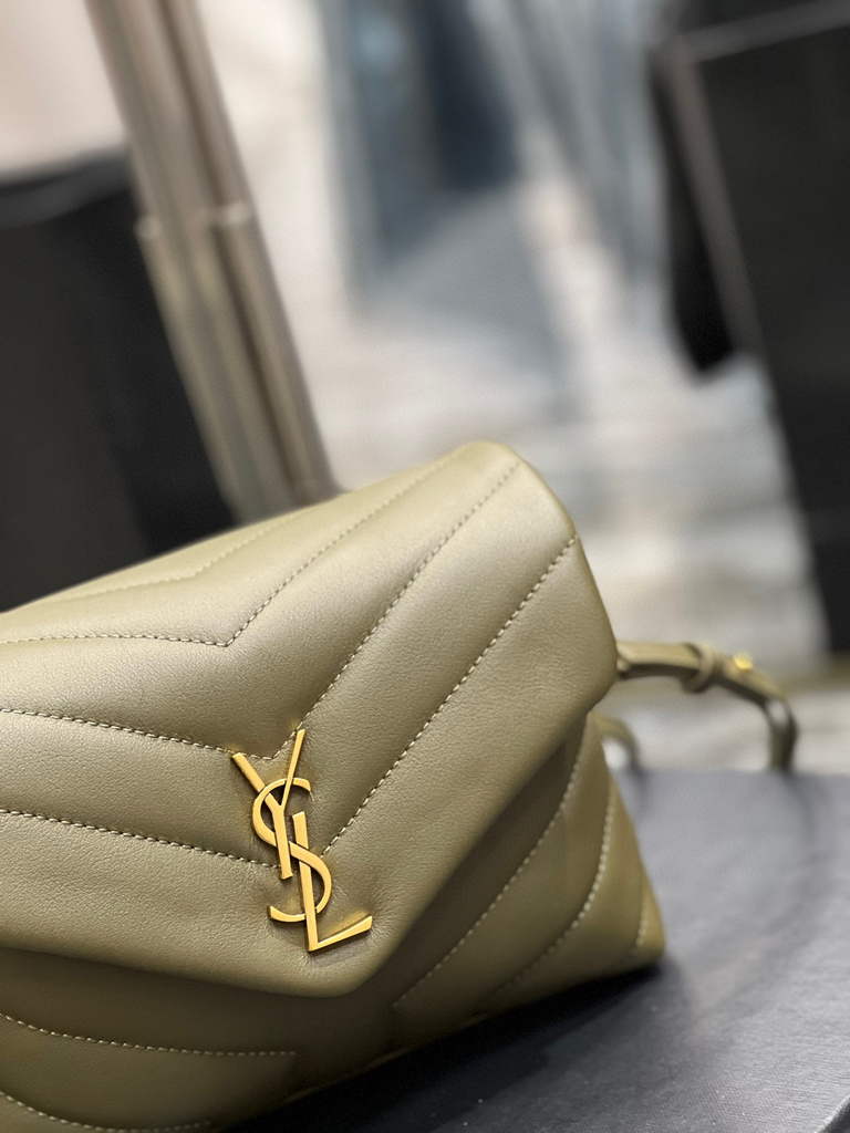 YSL 630951 Saint Laurent Loulou Toy Bag In Matelass¨¦  Y  Leather Green