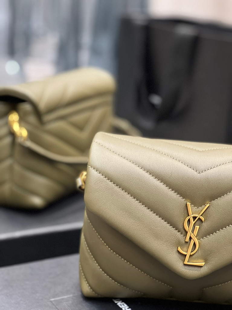 YSL 630951 Saint Laurent Loulou Toy Bag In Matelass¨¦  Y  Leather Green