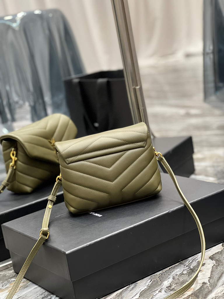 YSL 630951 Saint Laurent Loulou Toy Bag In Matelass¨¦  Y  Leather Green