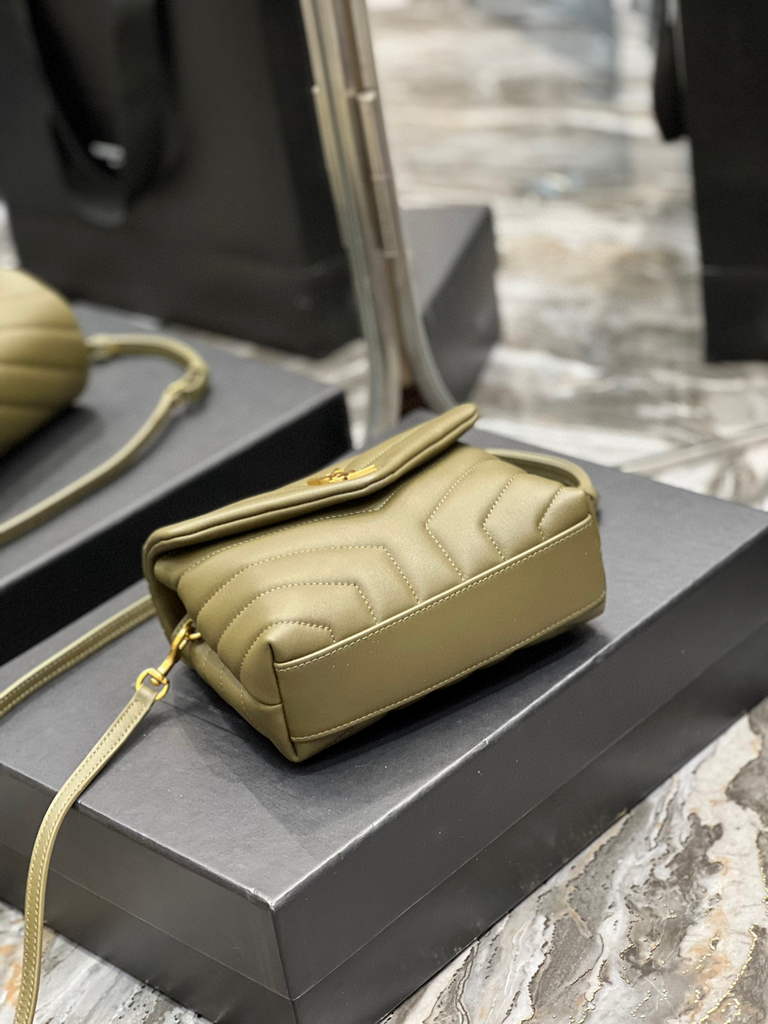 YSL 630951 Saint Laurent Loulou Toy Bag In Matelass¨¦  Y  Leather Green