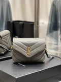 YSL 630951 Saint Laurent Loulou Toy Bag In Matelass¨¦  Y  Leather Grey