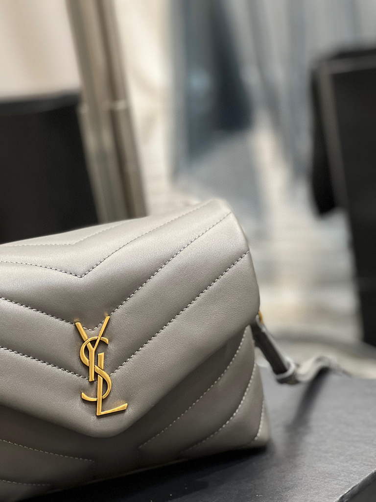 YSL 630951 Saint Laurent Loulou Toy Bag In Matelass¨¦  Y  Leather Grey