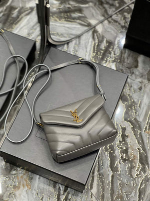 YSL 630951 Saint Laurent Loulou Toy Bag In Matelass¨¦  Y  Leather Grey - Default Title - View 7