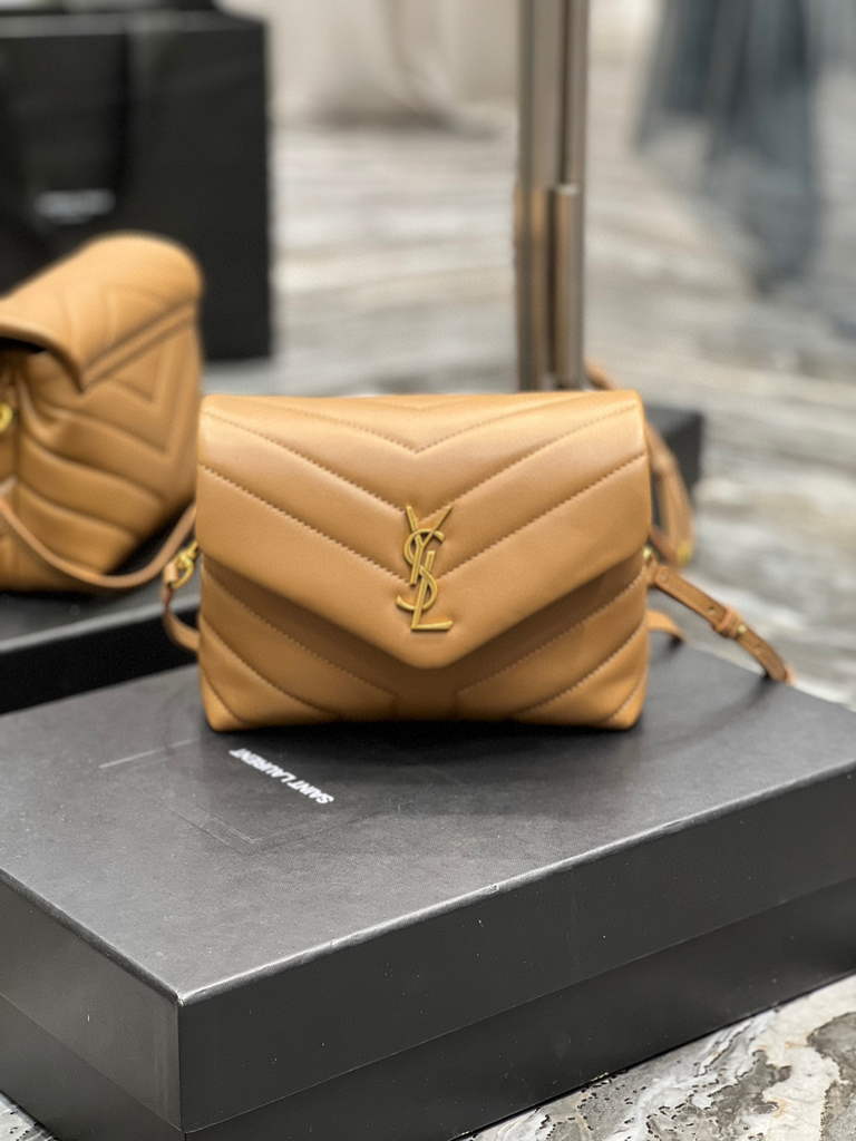 YSL 630951 Saint Laurent Loulou Toy Bag In Matelass¨¦  Y  Leather Tan