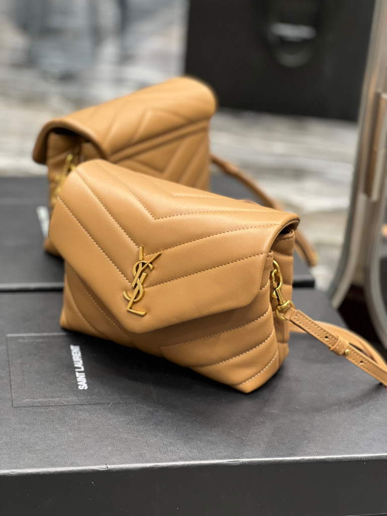 YSL 630951 Saint Laurent Loulou Toy Bag In Matelass¨¦  Y  Leather Tan