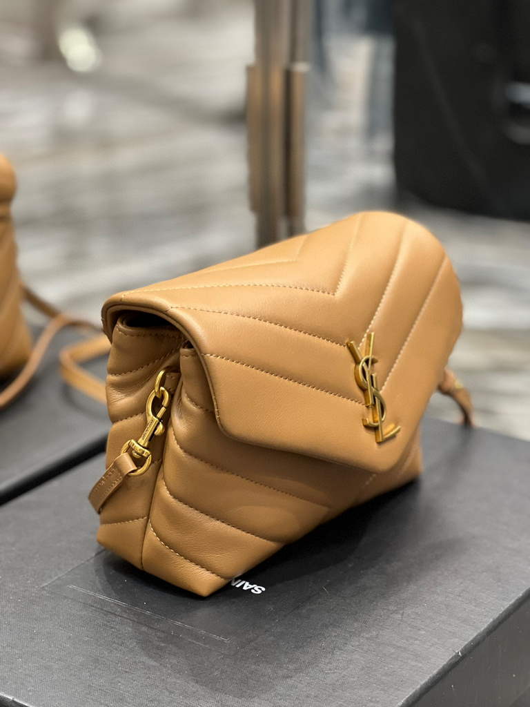 YSL 630951 Saint Laurent Loulou Toy Bag In Matelass¨¦  Y  Leather Tan