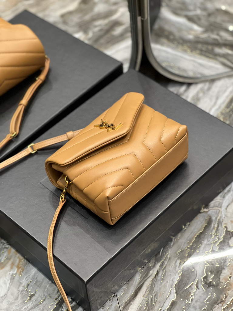YSL 630951 Saint Laurent Loulou Toy Bag In Matelass¨¦  Y  Leather Tan
