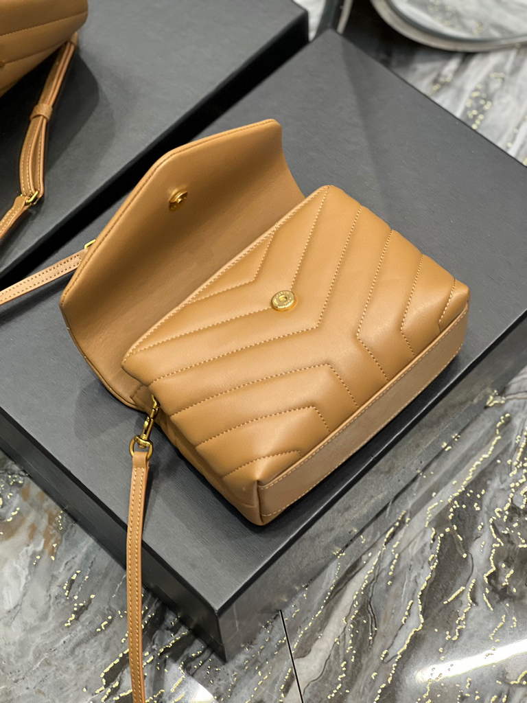 YSL 630951 Saint Laurent Loulou Toy Bag In Matelass¨¦  Y  Leather Tan