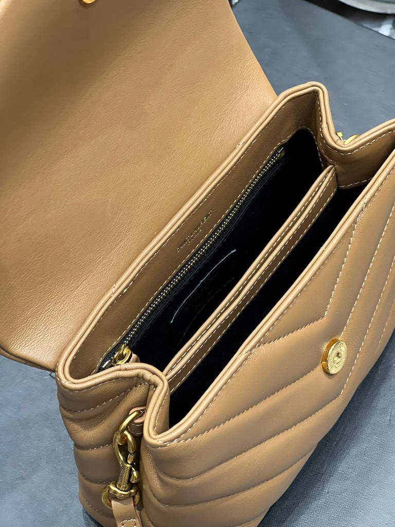 YSL 630951 Saint Laurent Loulou Toy Bag In Matelass¨¦  Y  Leather Tan