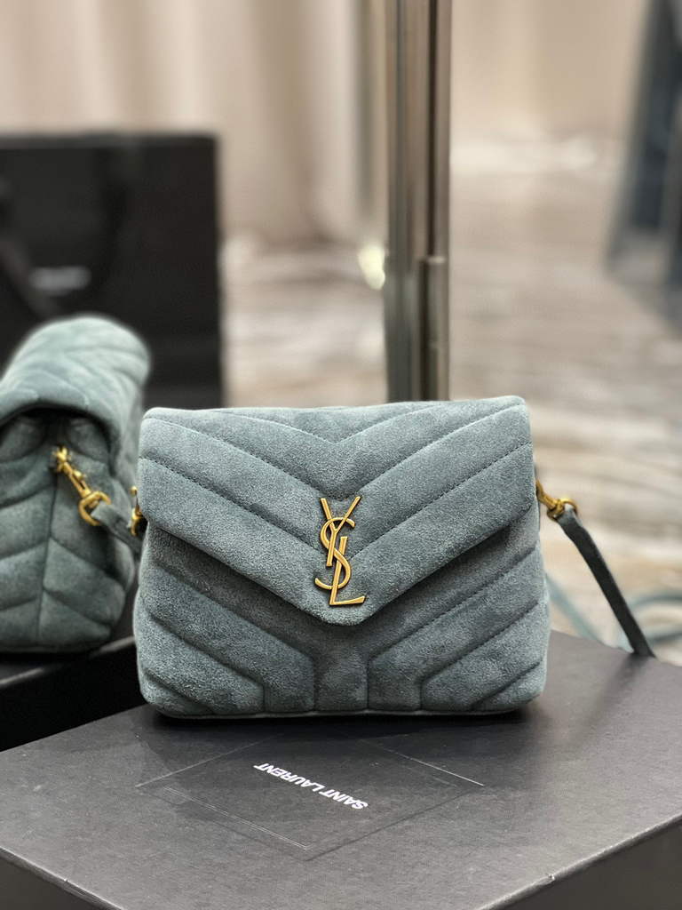 YSL 630951 Saint Laurent Loulou Toy Bag In Matelass¨¦  Y  Leather Blue