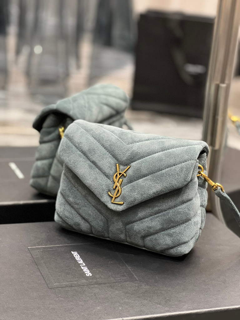 YSL 630951 Saint Laurent Loulou Toy Bag In Matelass¨¦  Y  Leather Blue