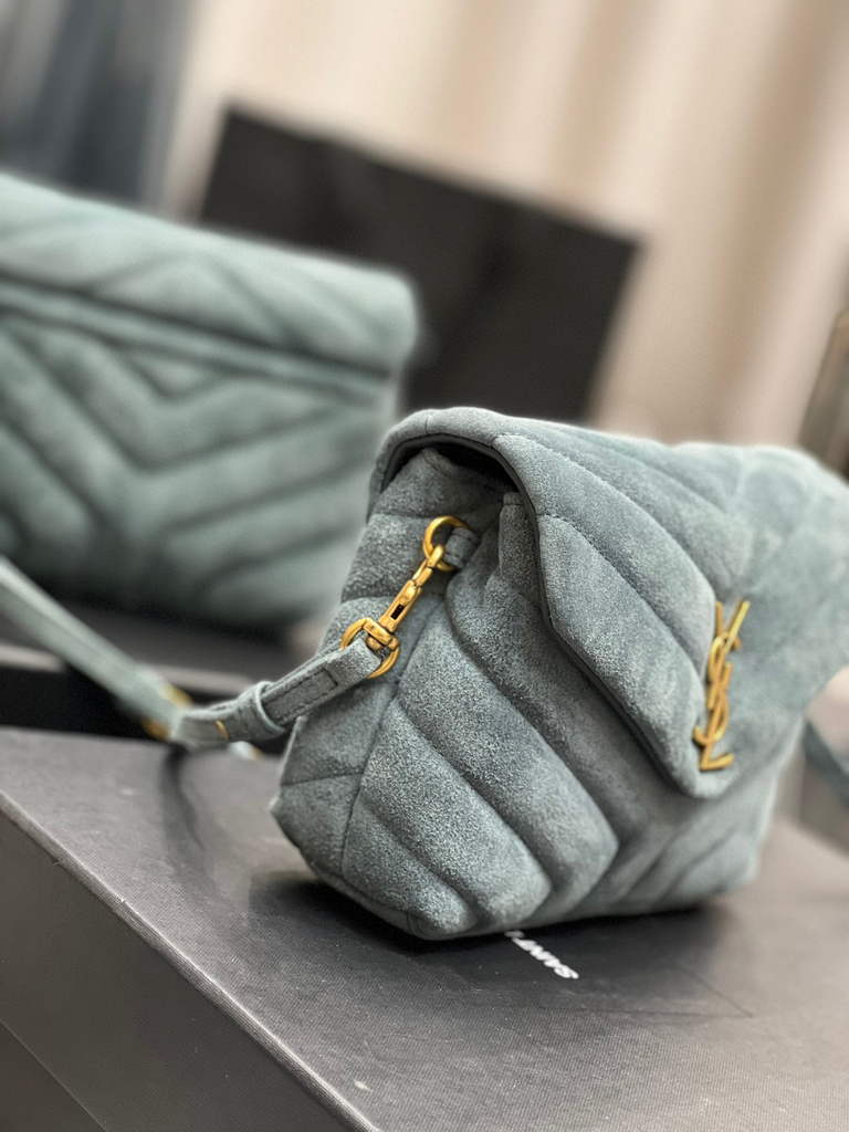 YSL 630951 Saint Laurent Loulou Toy Bag In Matelass¨¦  Y  Leather Blue