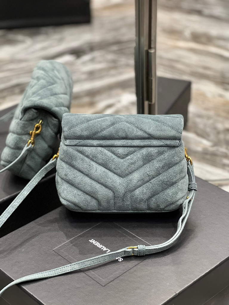 YSL 630951 Saint Laurent Loulou Toy Bag In Matelass¨¦  Y  Leather Blue