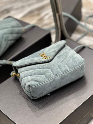 YSL 630951 Saint Laurent Loulou Toy Bag In Matelass¨¦  Y  Leather Blue - Default Title - View 6