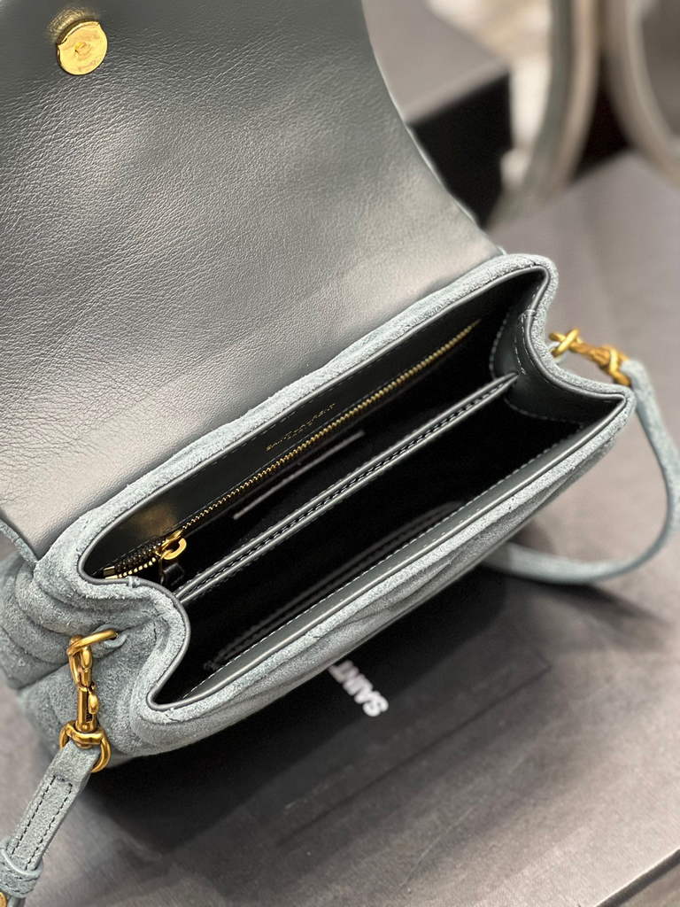 YSL 630951 Saint Laurent Loulou Toy Bag In Matelass¨¦  Y  Leather Blue