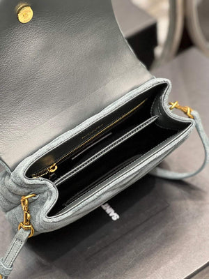 YSL 630951 Saint Laurent Loulou Toy Bag In Matelass¨¦  Y  Leather Blue - Default Title - View 9