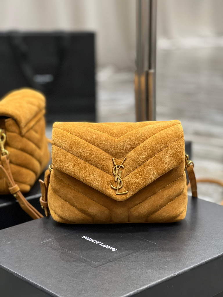 YSL 630951 Saint Laurent Loulou Toy Bag In Matelass¨¦  Y  Leather Brown