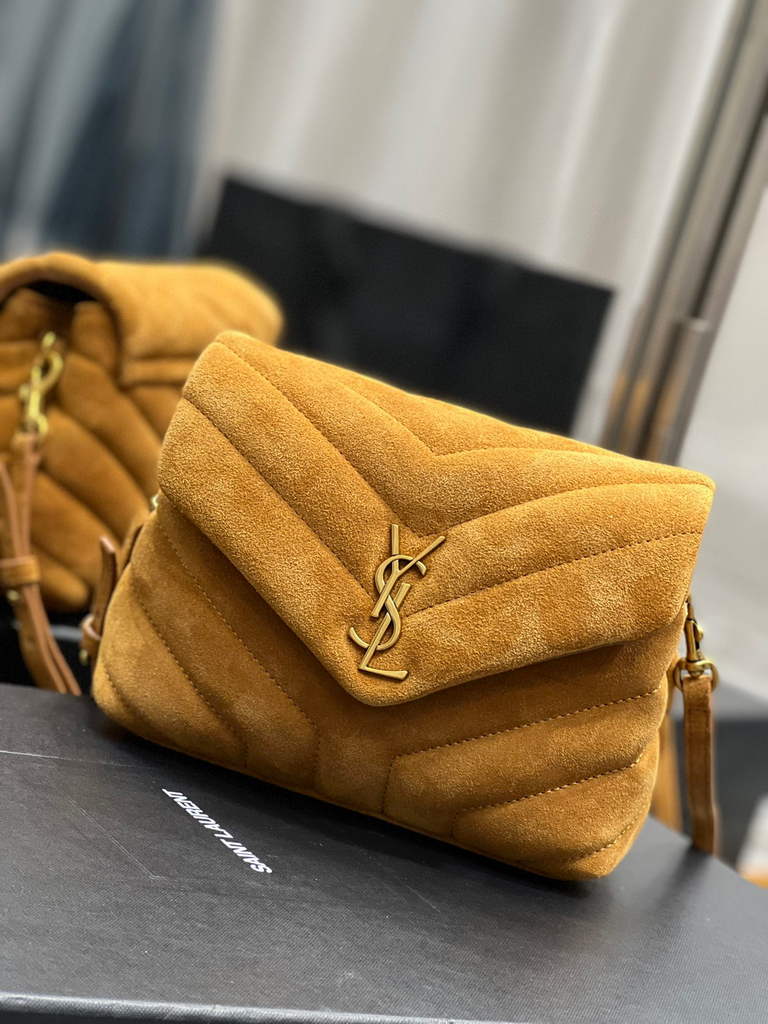 YSL 630951 Saint Laurent Loulou Toy Bag In Matelass¨¦  Y  Leather Brown